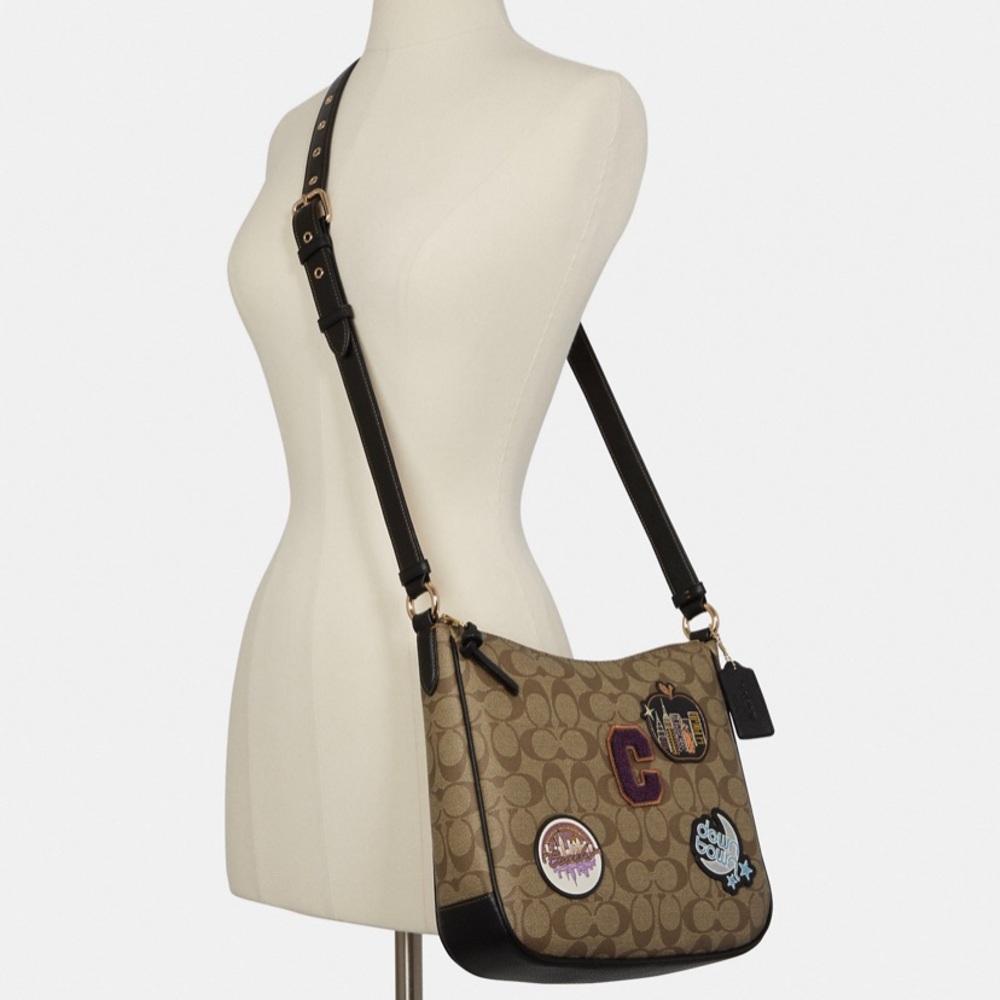 Coach Ellie File Bag In Signature Canvas With Disco Patches - Picture 3 of 6